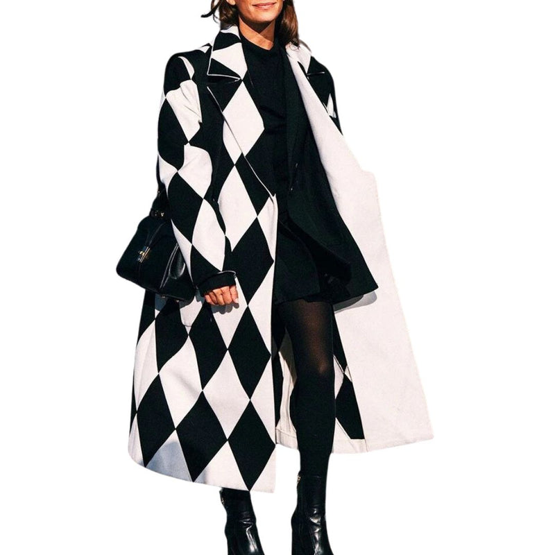 Orsolya - Cappotto Stampato a Maniche Lunghe Con Tasche