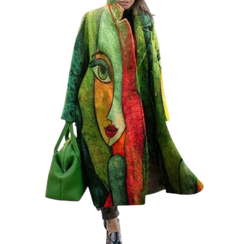 Orsolya - Cappotto Stampato a Maniche Lunghe Con Tasche