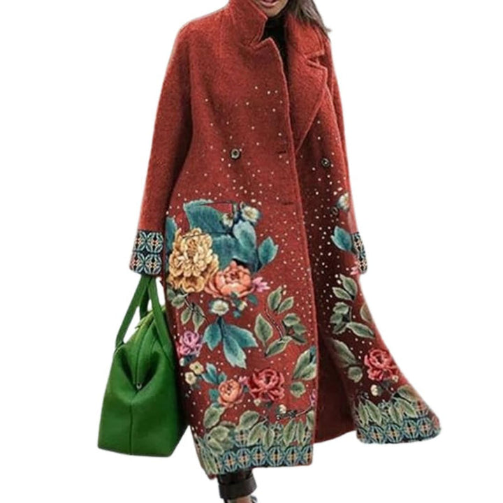 Orsolya - Cappotto Stampato a Maniche Lunghe Con Tasche
