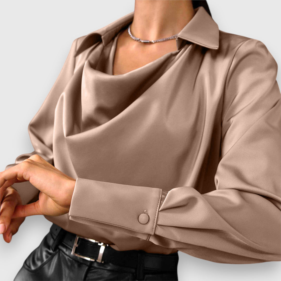 Solina - Camicetta Drappeggiata con Colletto a Maniche Lunghe