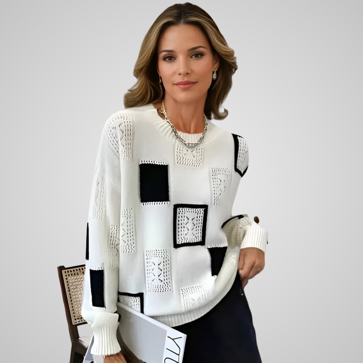 Raschele - Maglione Lavorato A Maglia Con patchwork Geometrico