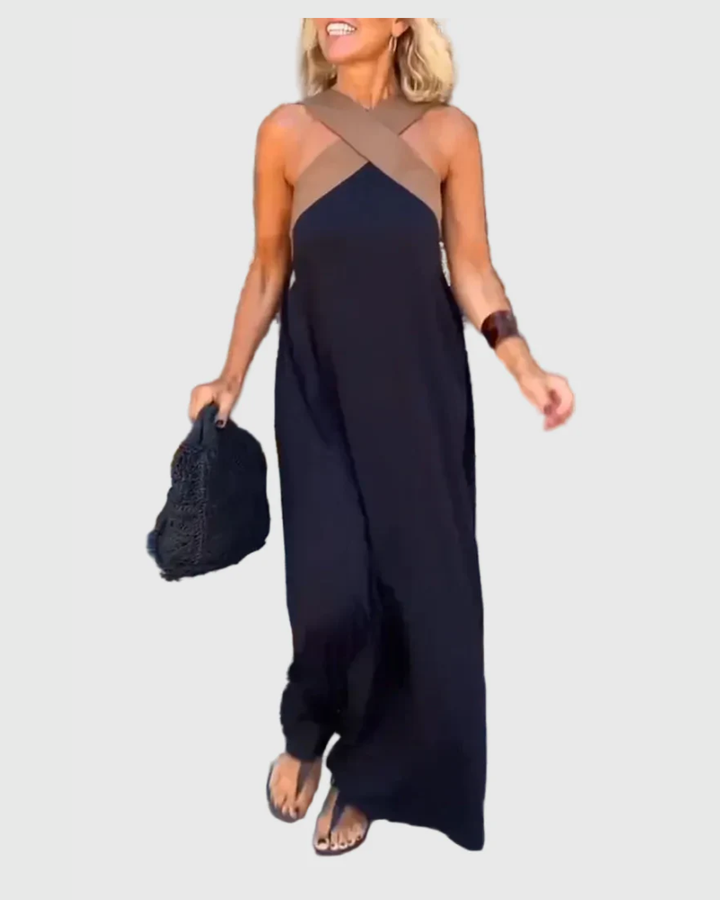 Frederikke - Elegante Abito Lungo Con Scollo Incrociato