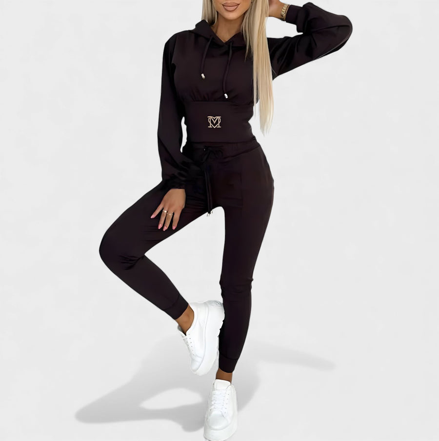 Maayan - Set Casual Composto da Felpa Con Cappuccio a Maniche Lunghe e Pantaloni