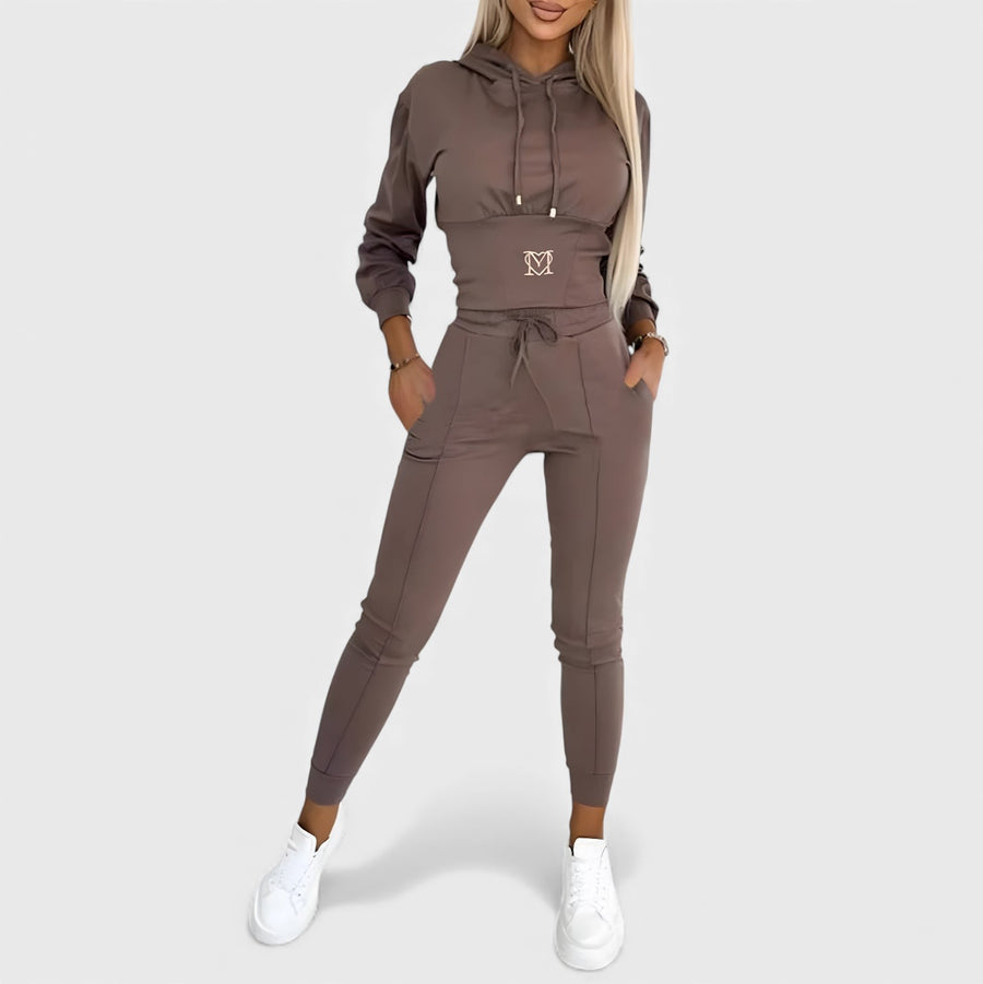 Maayan - Set Casual Composto da Felpa Con Cappuccio a Maniche Lunghe e Pantaloni