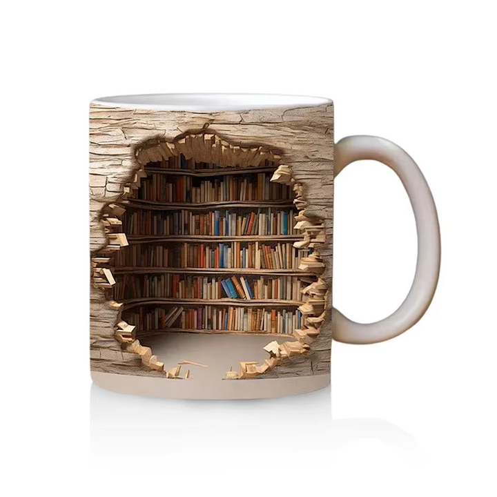 BookBrew - Tazza con Design 3D Della Biblioteca