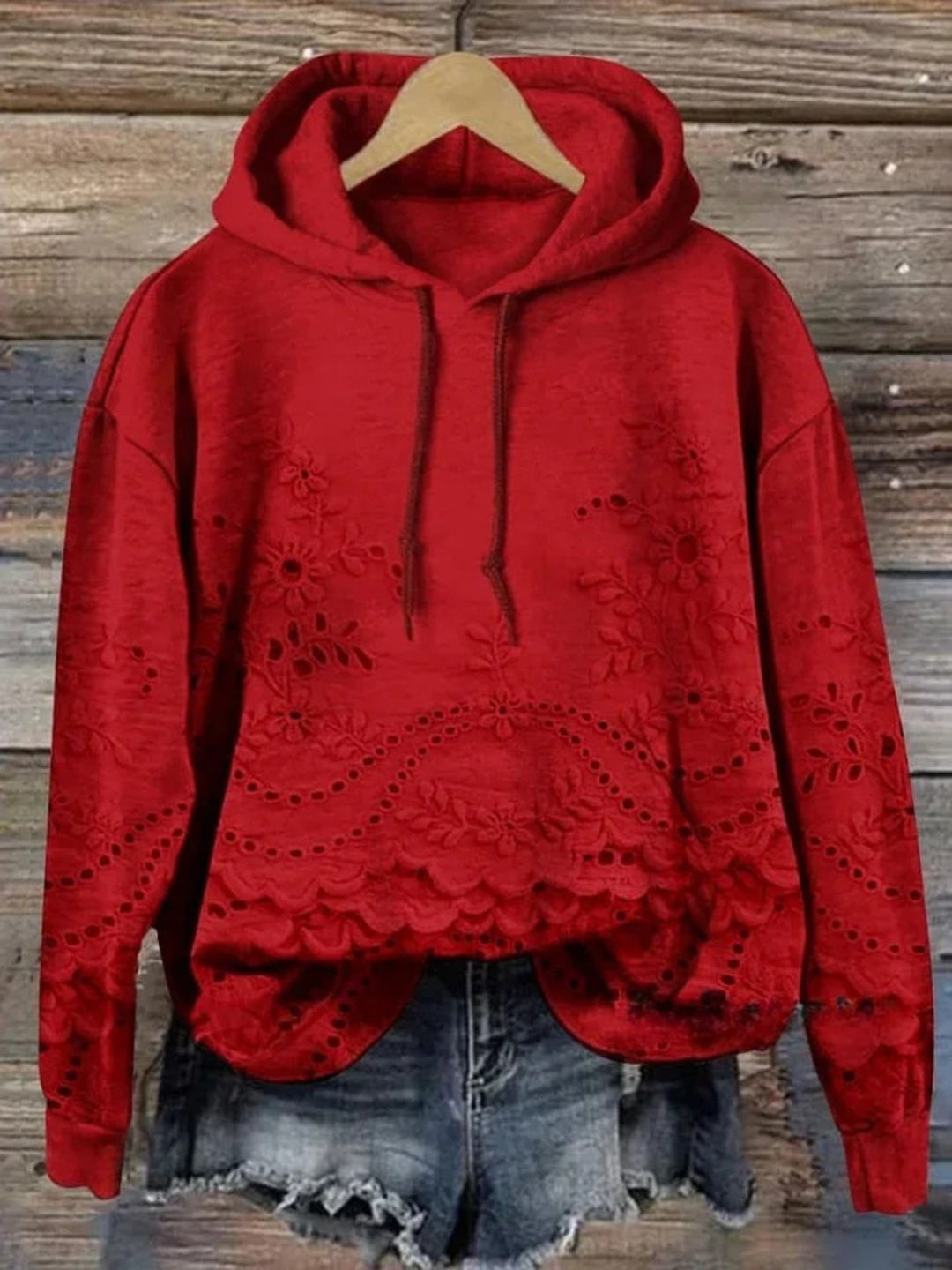 Leenja - Felpa Con Cappuccio Casual a Trama Floreale