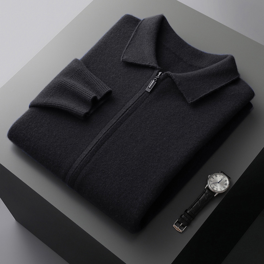 Keelon - Elegante Maglione in Lana Con Chiusura a Zip