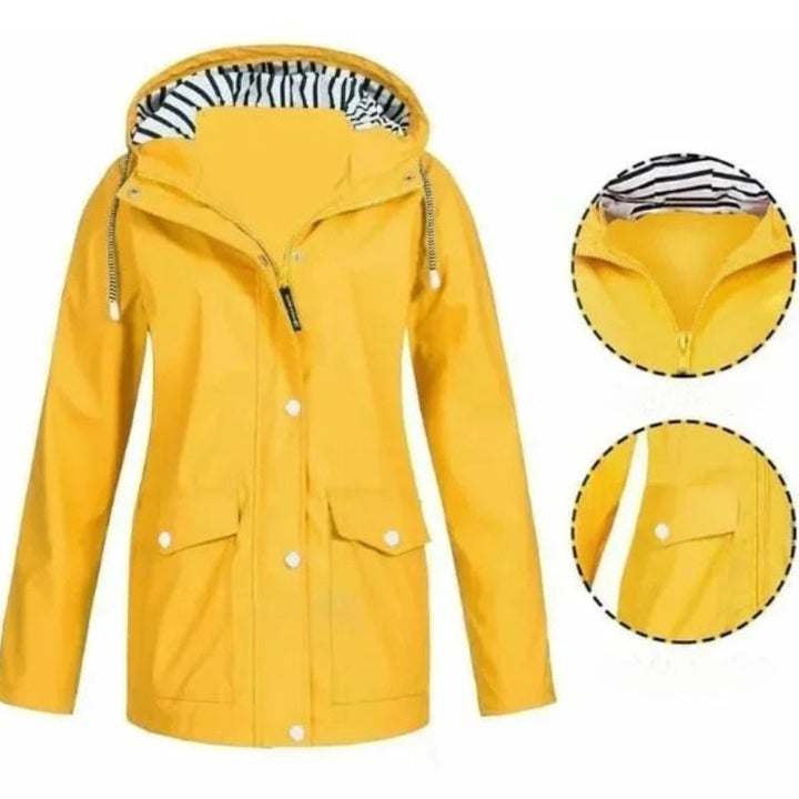 Ilektra - Elegante Manica Lunga Impermeabile Cappuccio Giacca