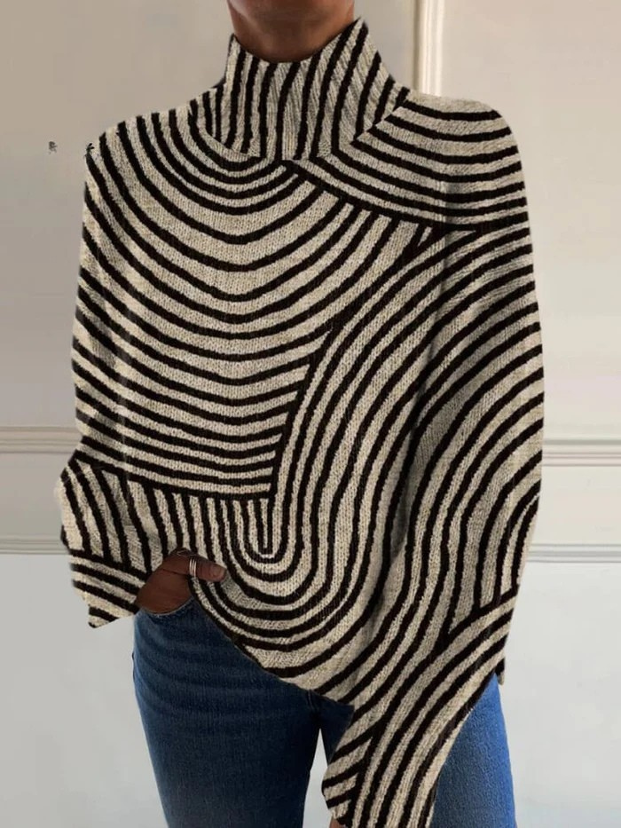 Silira - Maglione a Collo Alto Con Disegno Al Tratto