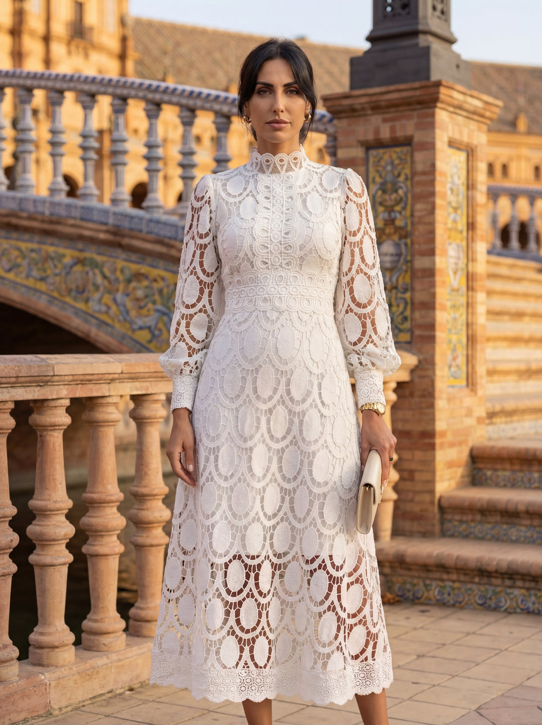Maelle - Elegante Abito in Pizzo a Maniche Lunghe
