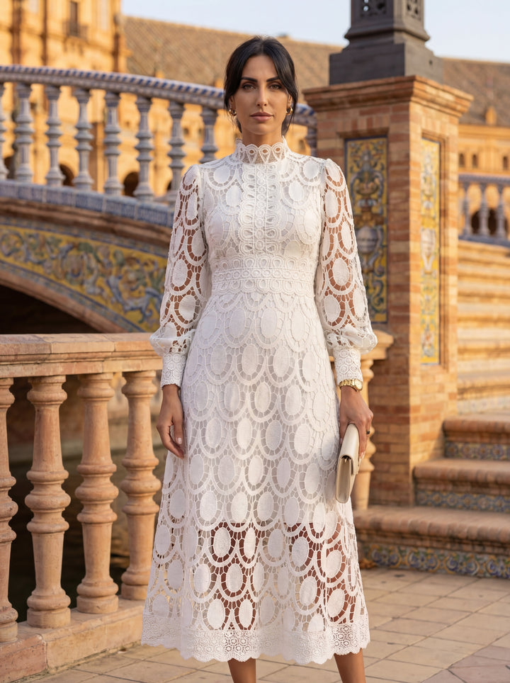 Maelle - Elegante Abito in Pizzo a Maniche Lunghe