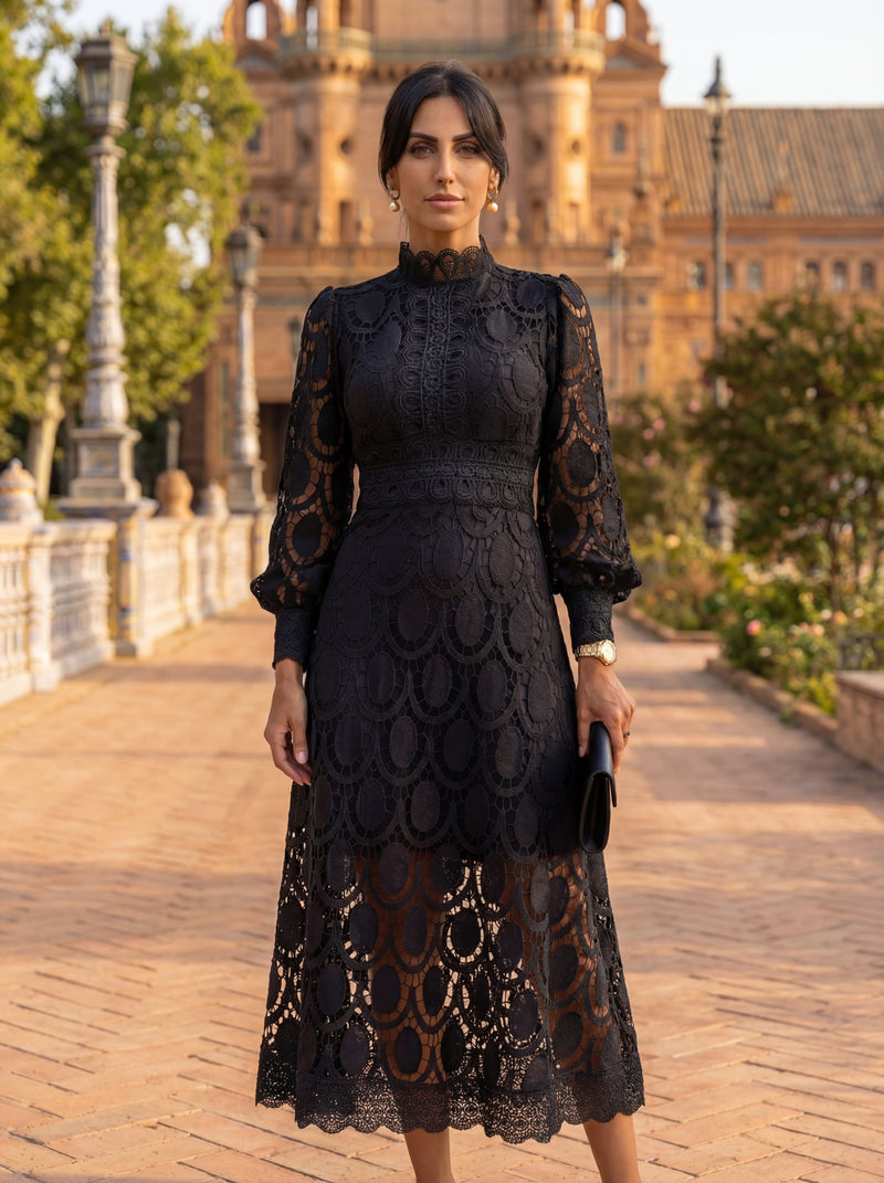 Maelle - Elegante Abito in Pizzo a Maniche Lunghe
