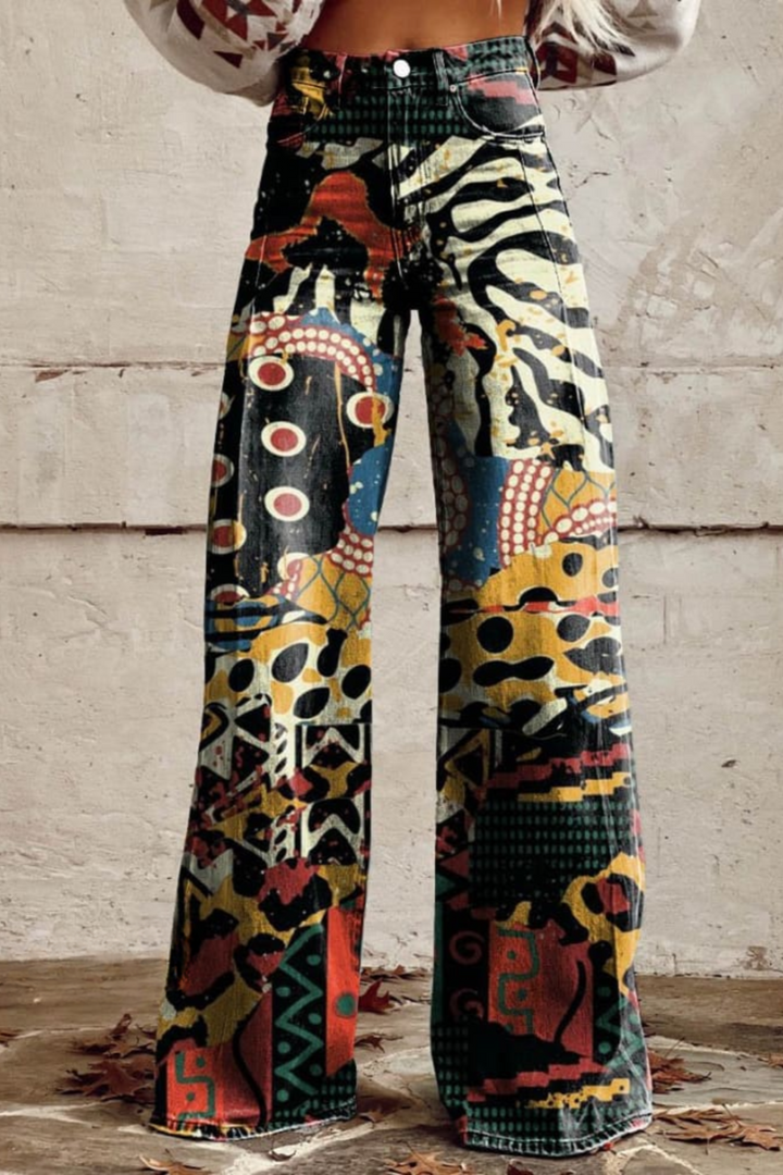 Randolph - Pantaloni Eleganti Vintage a Gamba Larga In Stile Boho