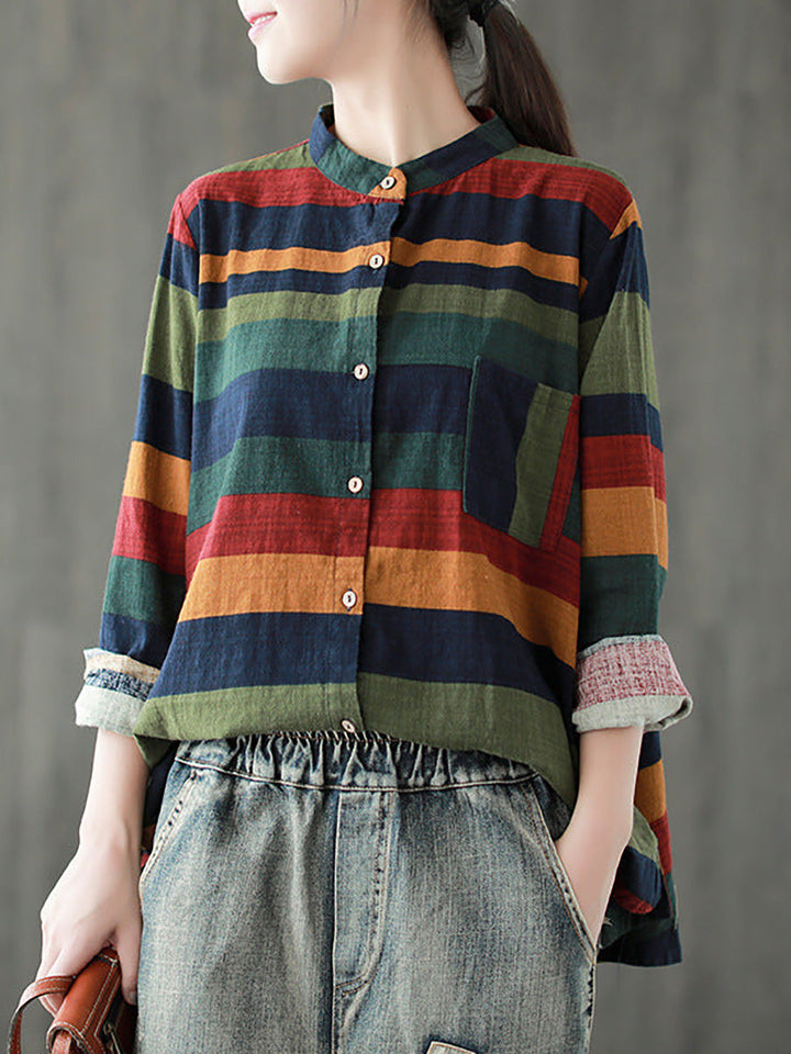 Aelina - Camicia a Maniche Lunghe a Righe