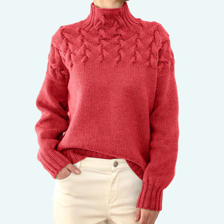 Farrah - Elegante Maglione a Collo Alto Lavorato a Maglia