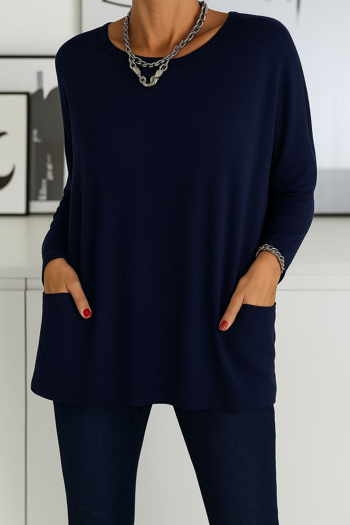 Noryn - Maglione Oversize con Collo Rotondo e Tasche
