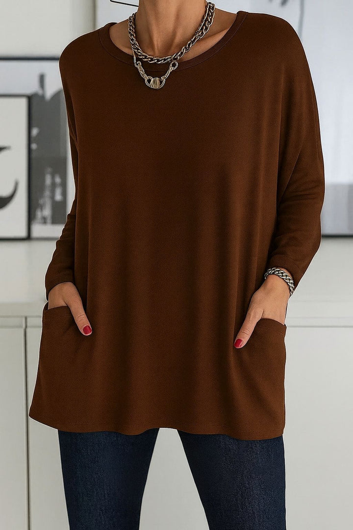 Noryn - Maglione Oversize con Collo Rotondo e Tasche
