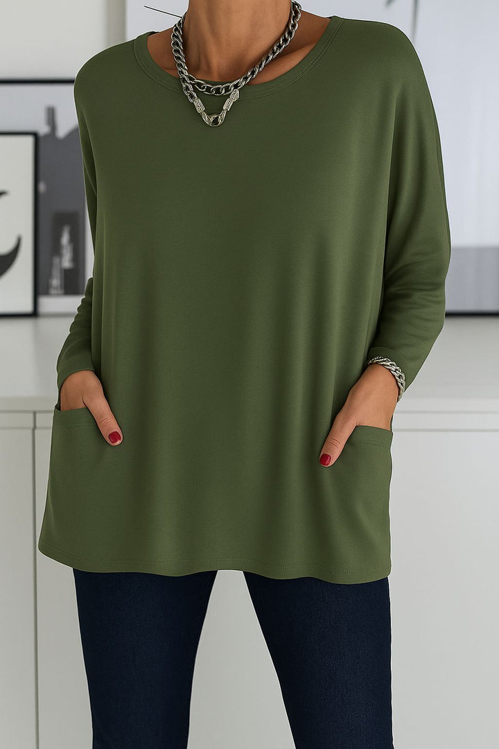 Noryn - Maglione Oversize con Collo Rotondo e Tasche