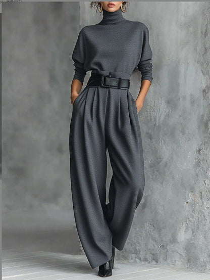 Melian - Tuta Con Collo Alto Pantaloni Larghi E Cintura