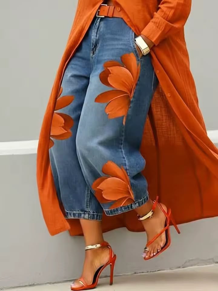 Makellah - Jeans Casual a Fantasia Floreale