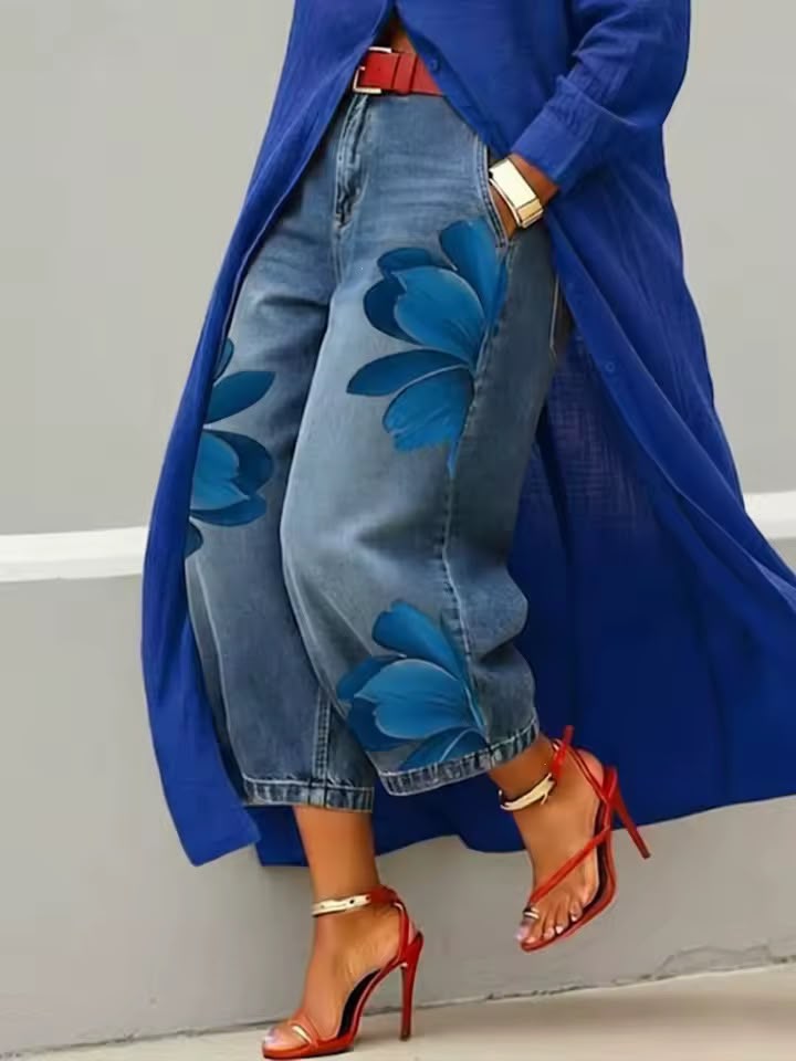 Makellah - Jeans Casual a Fantasia Floreale
