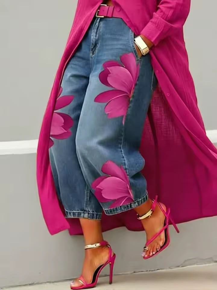 Makellah - Jeans Casual a Fantasia Floreale