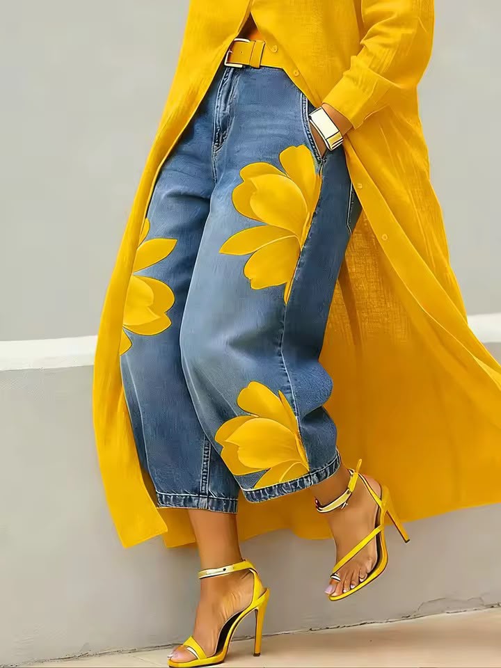 Makellah - Jeans Casual a Fantasia Floreale