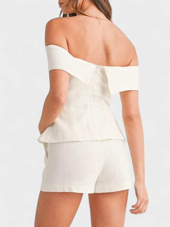 Shalita - Completo a Due Pezzi In Lino Con Spalle Scoperte