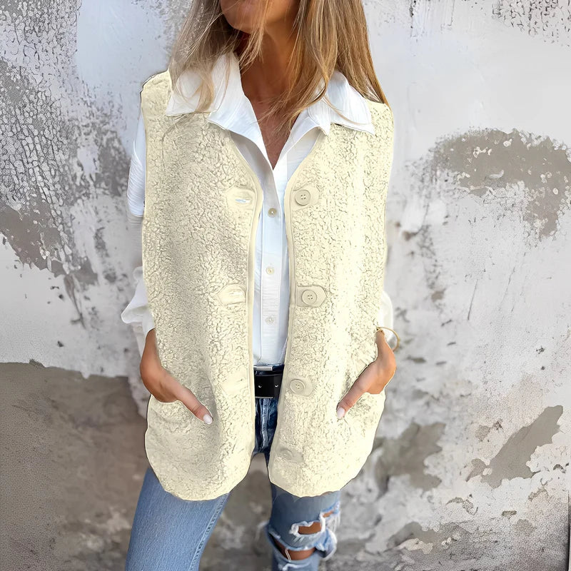 Jacklyn - Gilet Teddy Con Bottoni