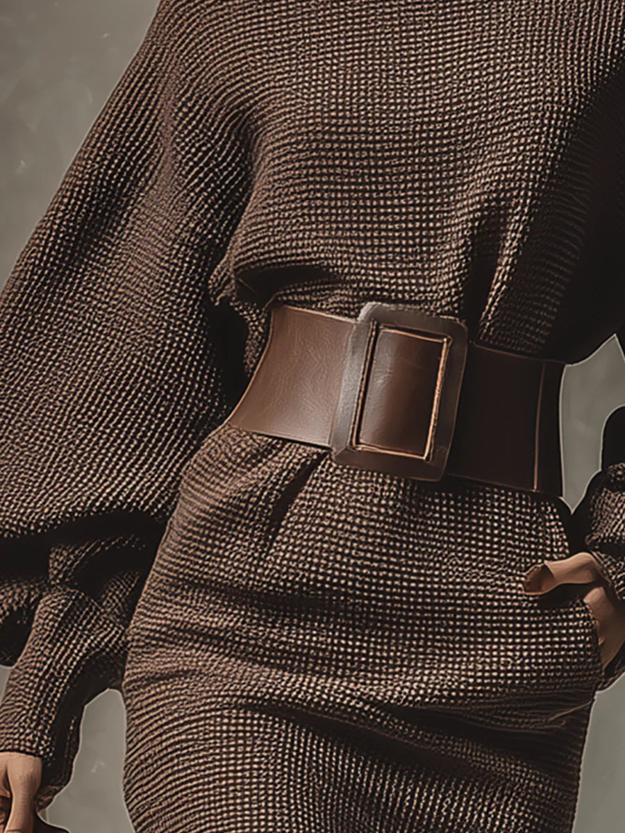 Milana - Abito Corto in Maglia con Cintura Strutturata