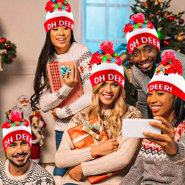 MerryGlow - Cappello Natalizio Lavorato a Maglia con Luci