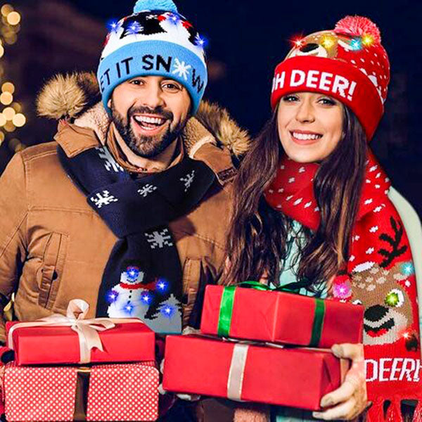 MerryGlow - Cappello Natalizio Lavorato a Maglia con Luci