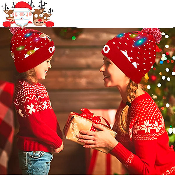 MerryGlow - Cappello Natalizio Lavorato a Maglia con Luci