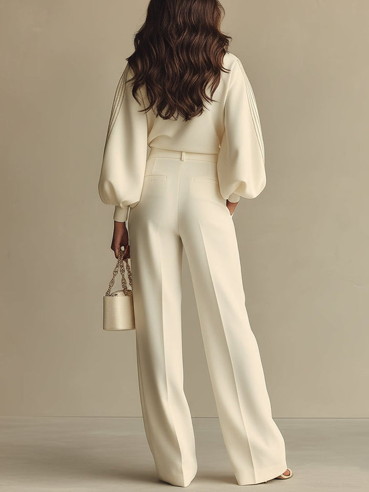 Leticya - Set in Maglia Con Pantaloni a Gamba Larga