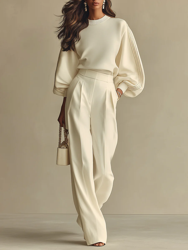 Leticya - Set in Maglia Con Pantaloni a Gamba Larga