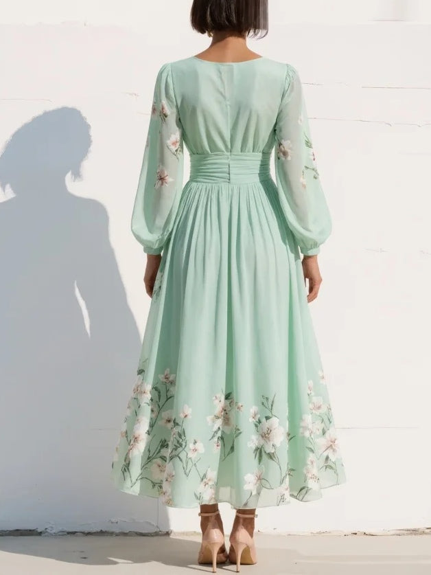 Evalyn - Abito Lungo Plissettato in Chiffon