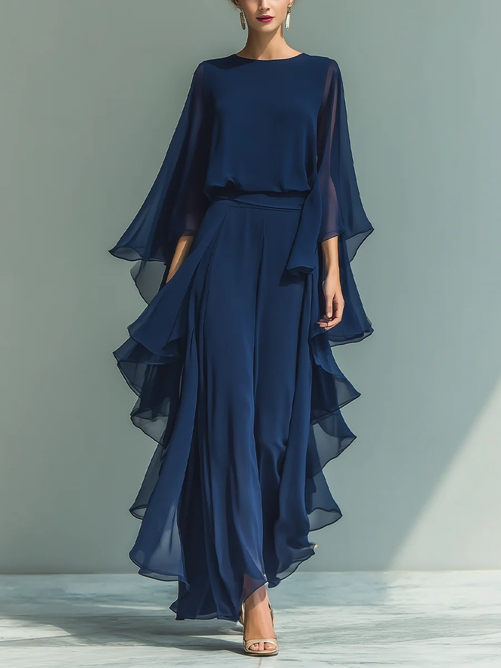 Elyssa - Set Elegante in Chiffon Con Volant
