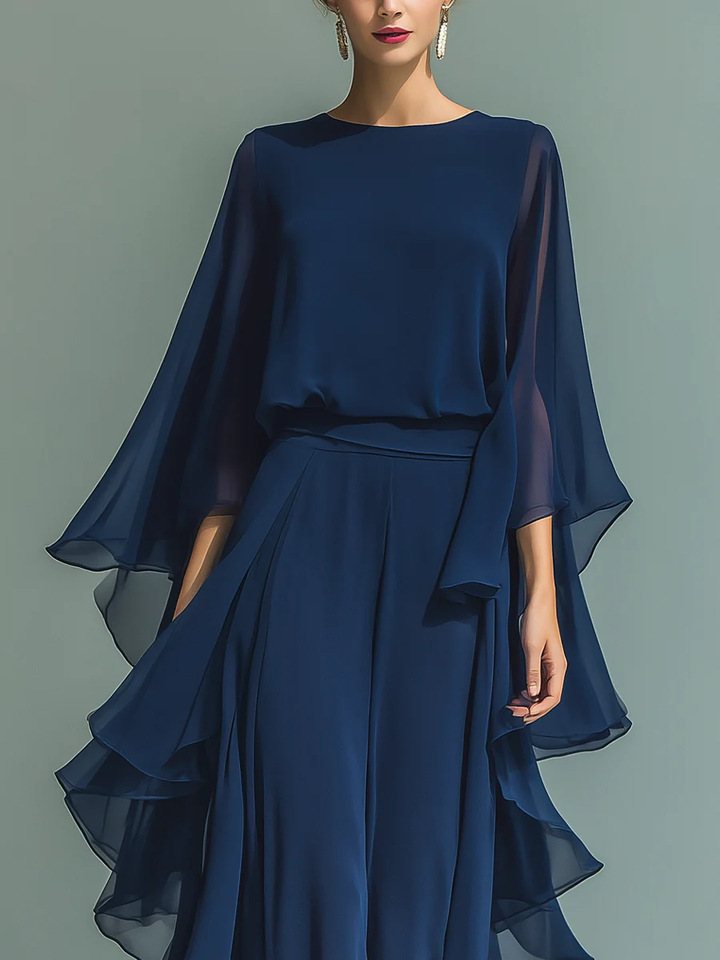 Elyssa - Set Elegante in Chiffon Con Volant