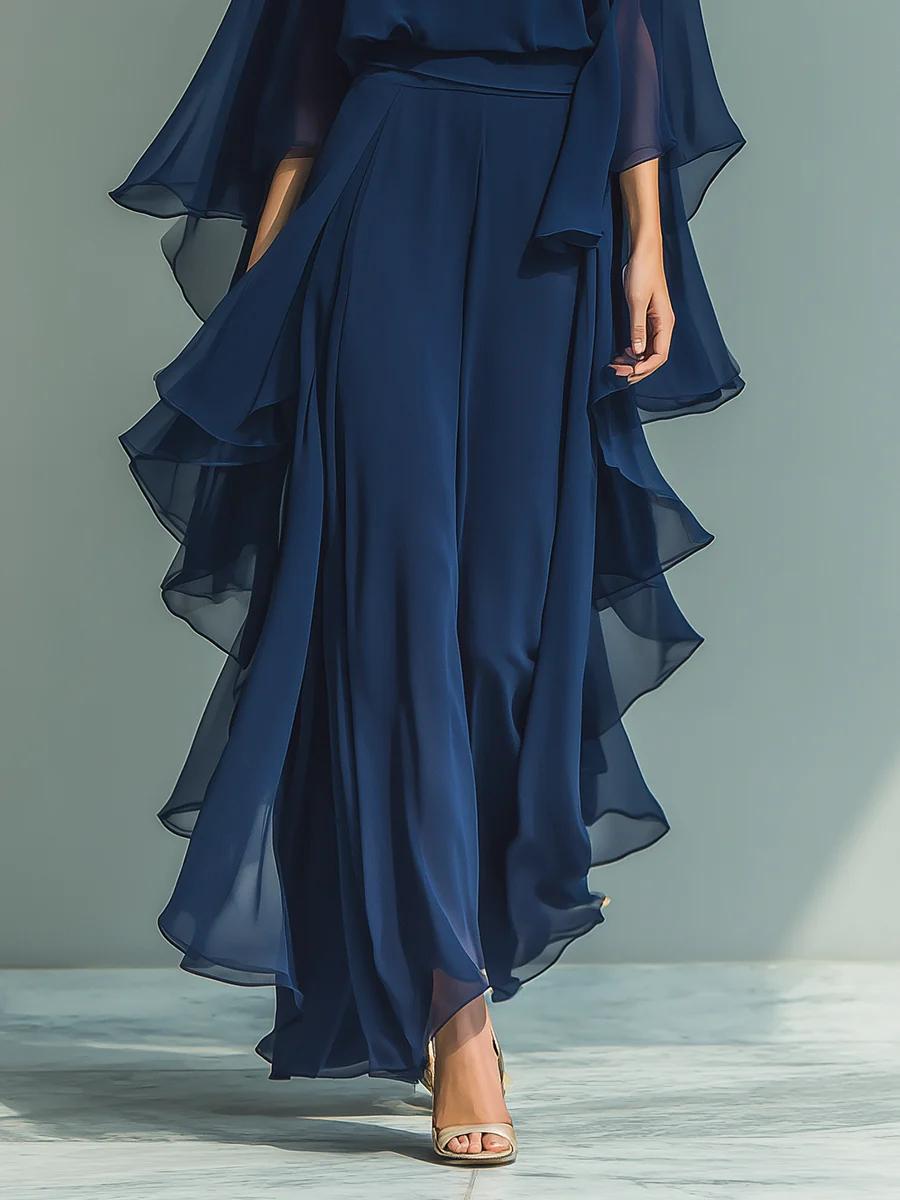 Elyssa - Set Elegante in Chiffon Con Volant