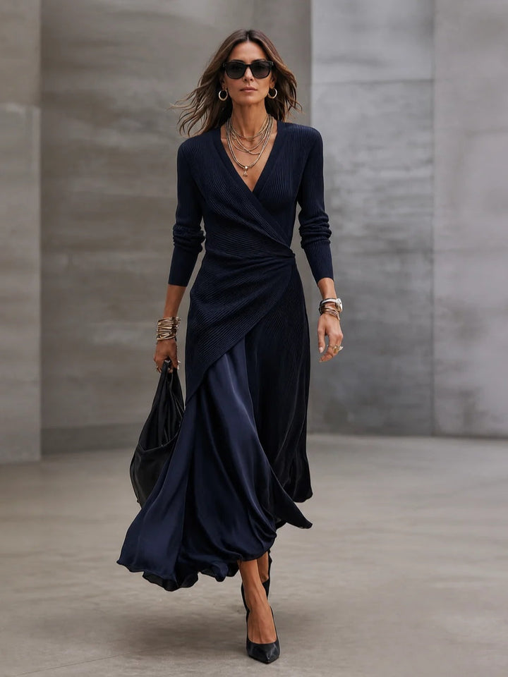 Leslia - Elegante Abito Lungo Con Scollo a V