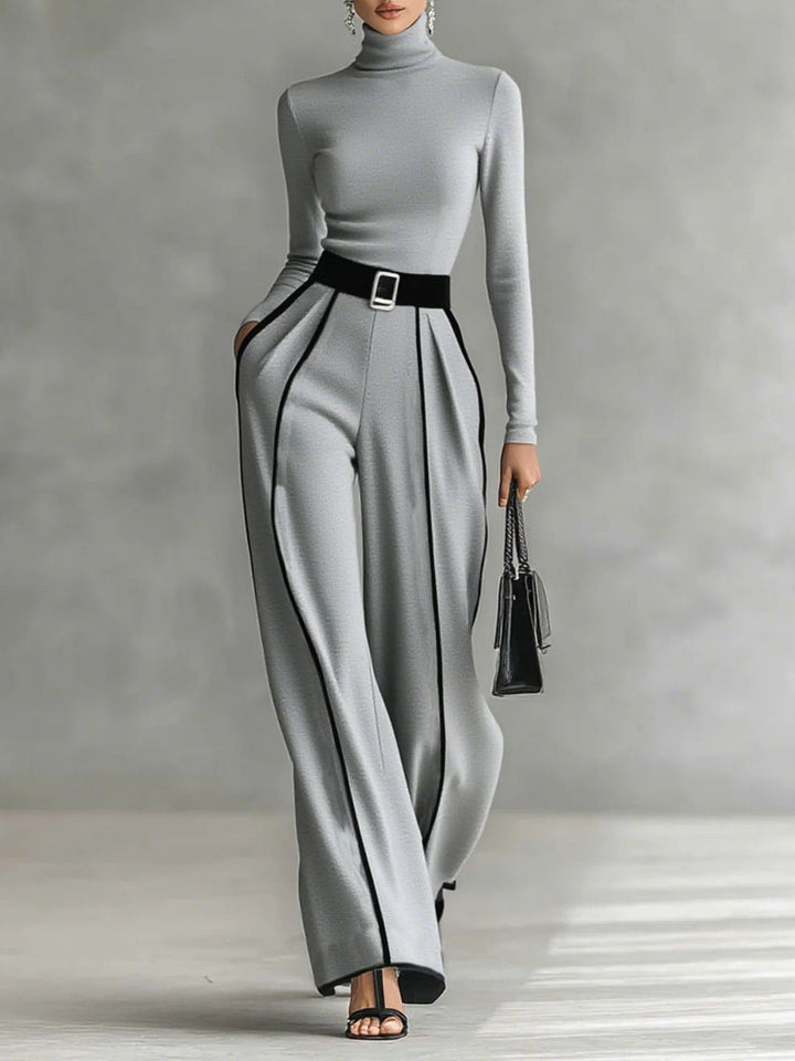 Karyssa - Top a Collo alto e Pantaloni a Gamba larga con Cintura