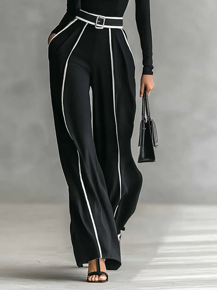 Karyssa - Top a Collo alto e Pantaloni a Gamba larga con Cintura
