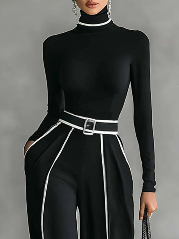 Karyssa - Top a Collo alto e Pantaloni a Gamba larga con Cintura