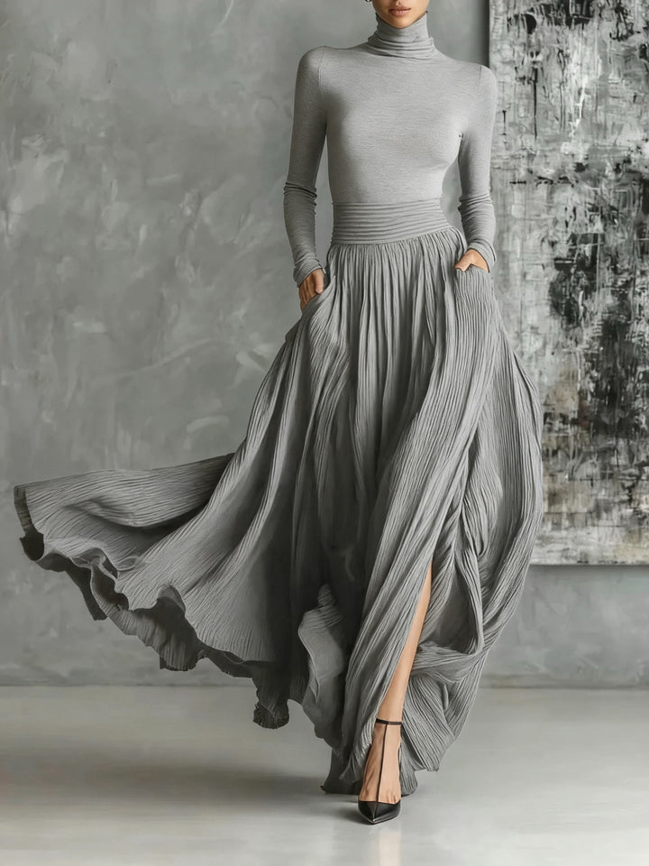 Keziah - Elegante Abito Lungo Con Pieghe