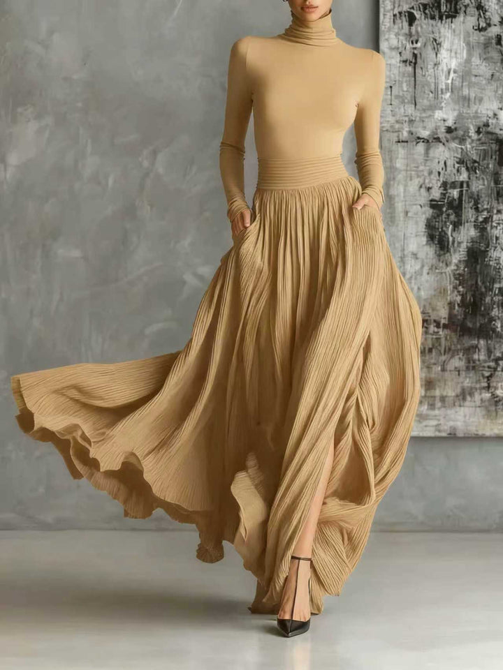 Keziah - Elegante Abito Lungo Con Pieghe