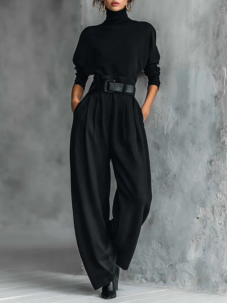 Melian - Tuta Con Collo Alto Pantaloni Larghi E Cintura