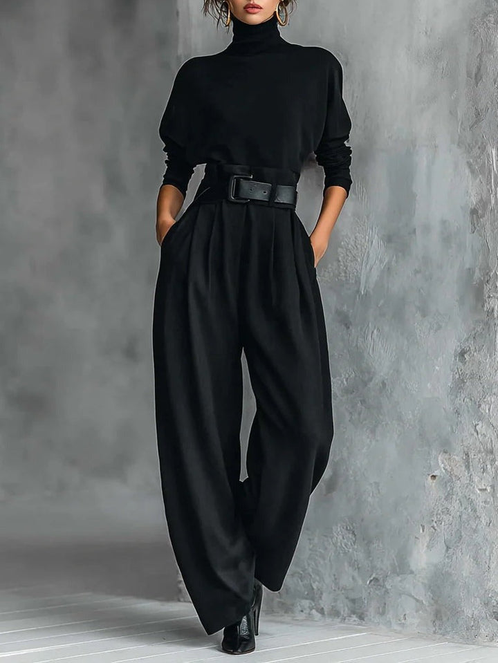Melian - Tuta Con Collo Alto Pantaloni Larghi E Cintura
