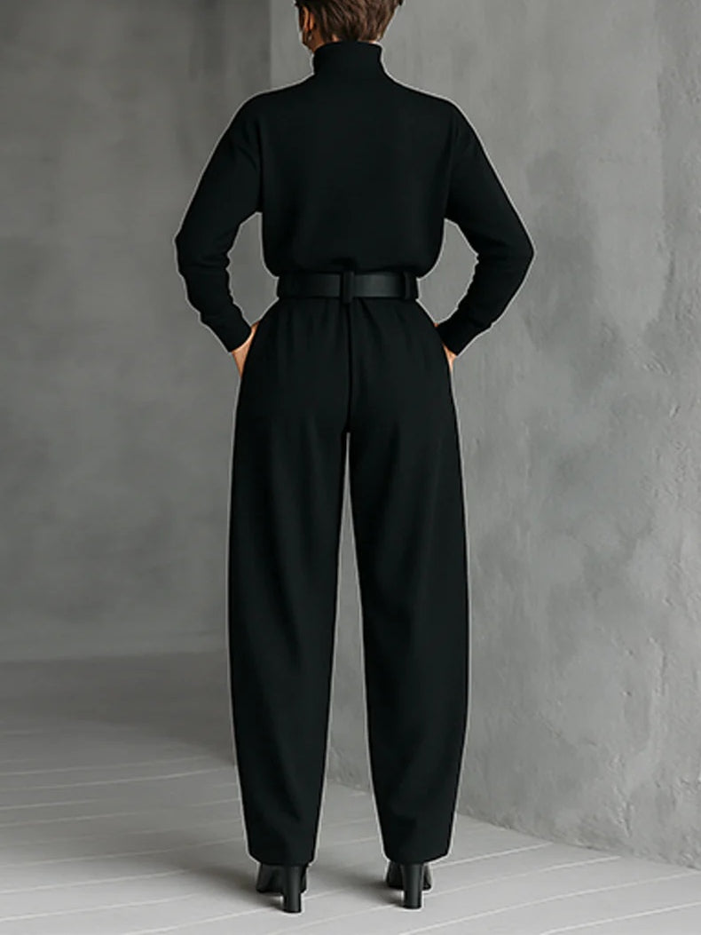 Melian - Tuta Con Collo Alto Pantaloni Larghi E Cintura