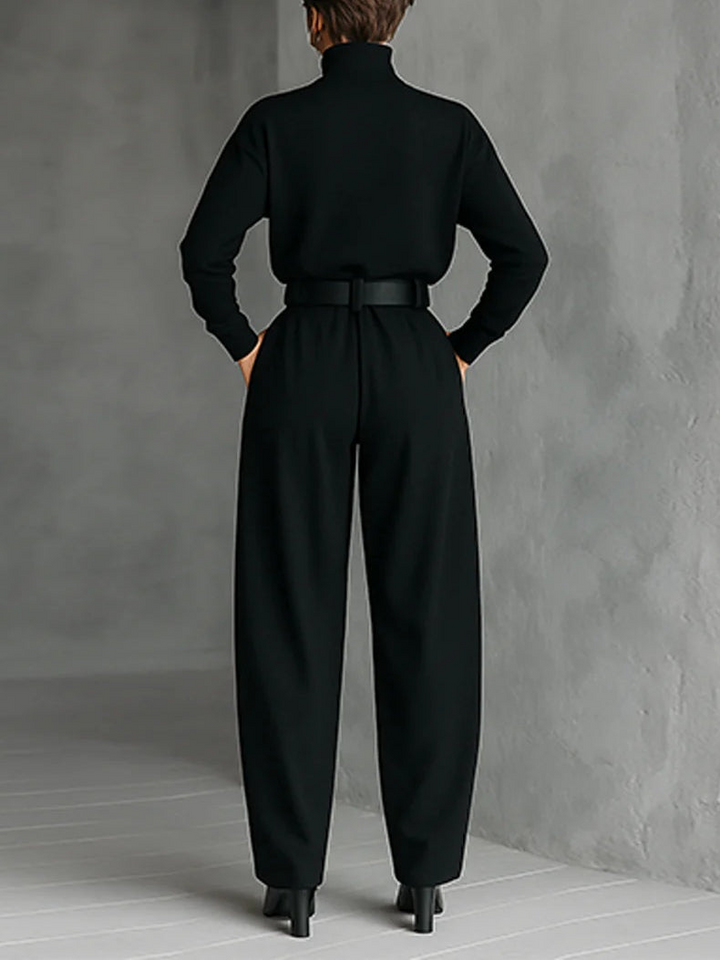 Melian - Tuta Con Collo Alto Pantaloni Larghi E Cintura