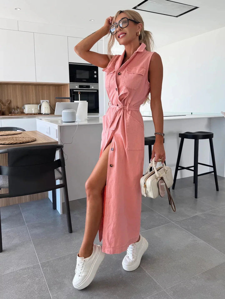 Jacinta - Elegante Abito Lungo Con Tasche
